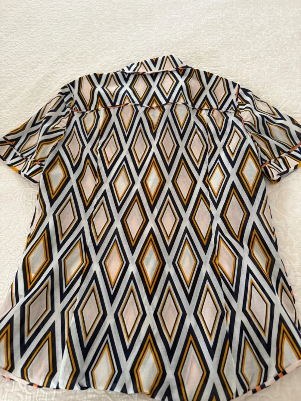 Tory Burch Short Sleeve Button Up Blouse, Size 4